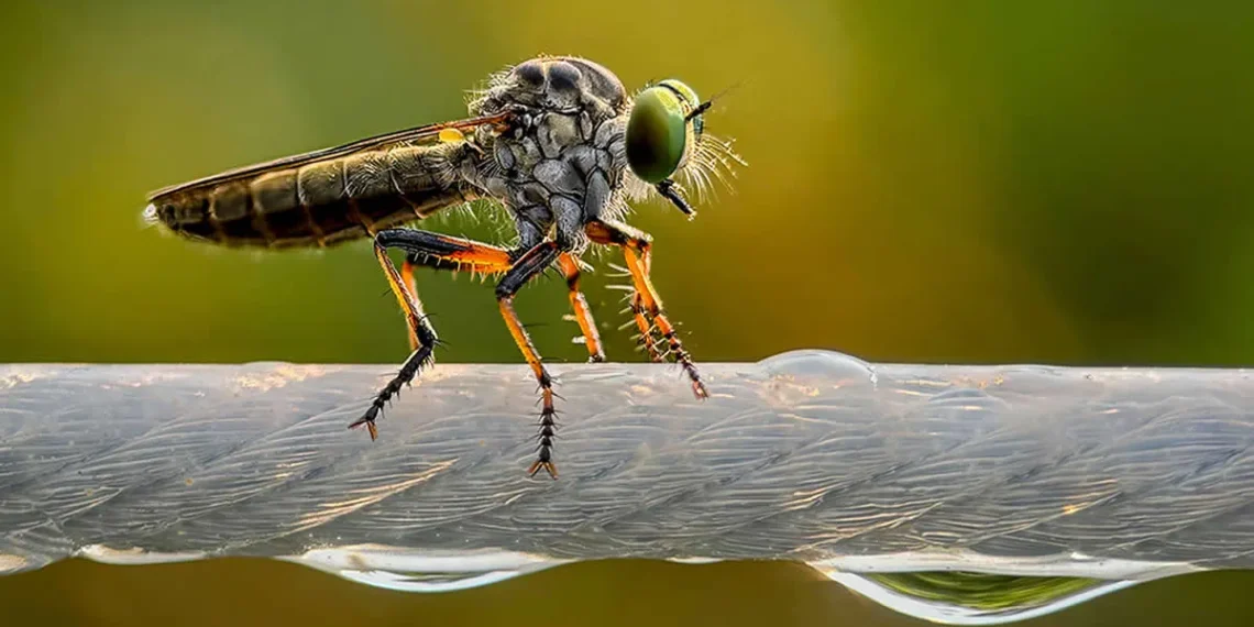 27 Award-Winning Macro Photos from the Mobile Photography Awards 28 Macro robber fly with green eyes perched on wet wire