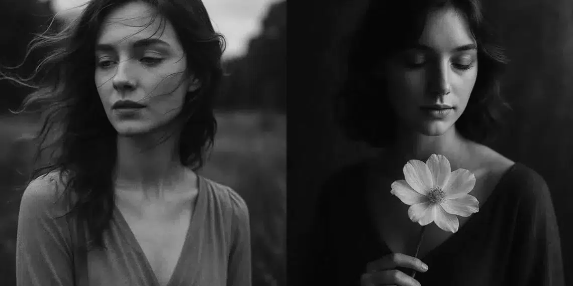 16 ChatGPT AI Prompts to Create High-Contrast Black and White Portraits 17 Two AI generated black and white female portraits