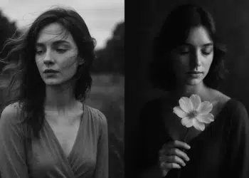 Two AI generated black and white female portraits