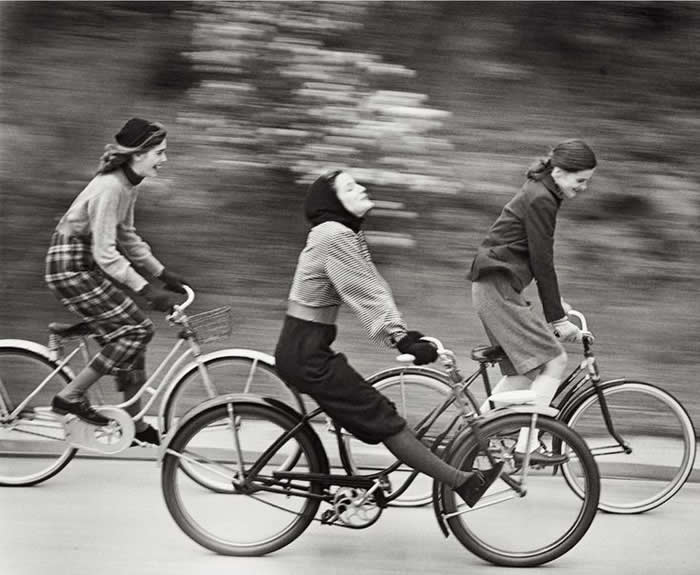 The bicyclers: published in "Junior Bazaar", 1946 - Iconic Black and White Photos from Greatest Photographers