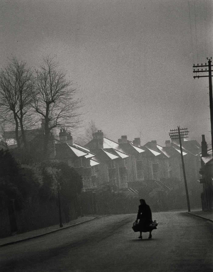 Fog coming in over the chimney pots in Swansea, Wales, 1954 - Iconic Black and White Photos from Greatest Photographers