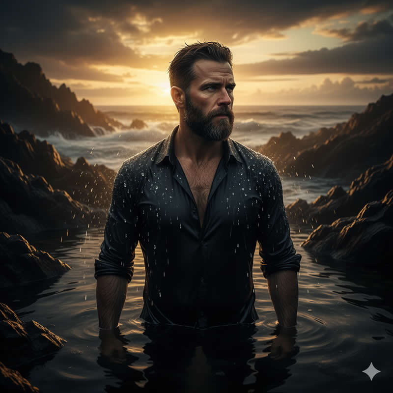 A moody fine art portrait of a man - Gemini AI Prompts to Craft Natural Light Fine Art Portraits