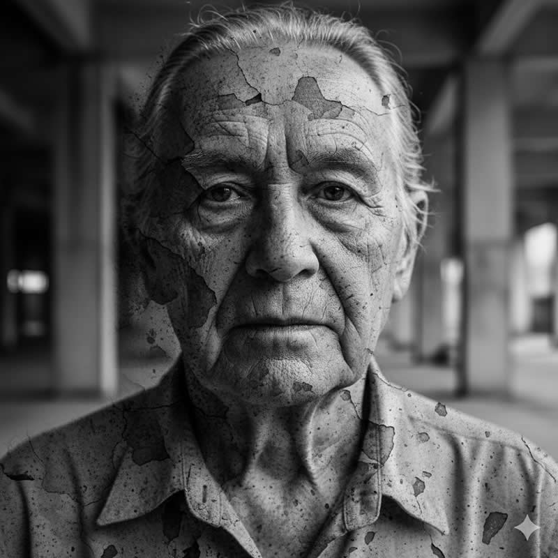 Brutalist Concrete: Emphasizes age, history, and harsh reality - Gemini AI Prompts to create Double Exposure Portraits