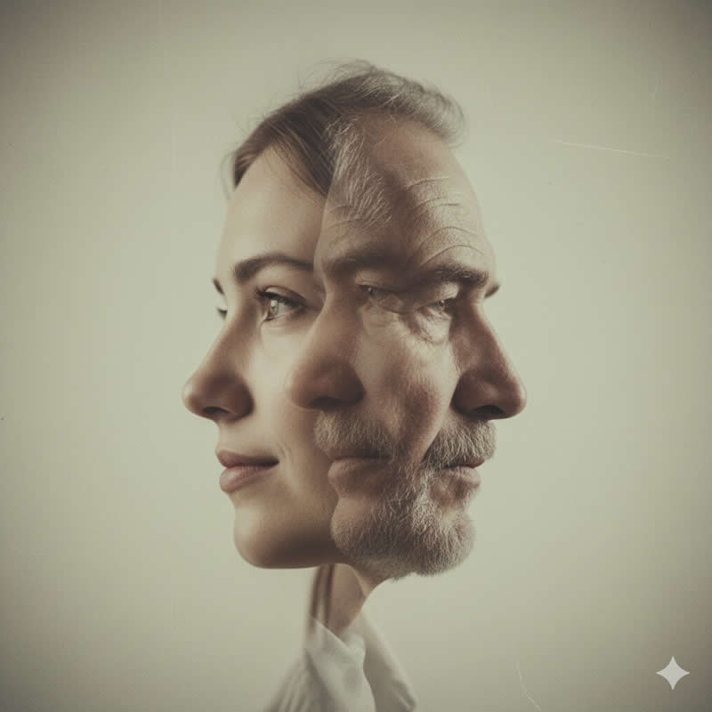 Generational Blend: Focuses on inherited features and connection - Gemini AI Prompts to create Double Exposure Portraits