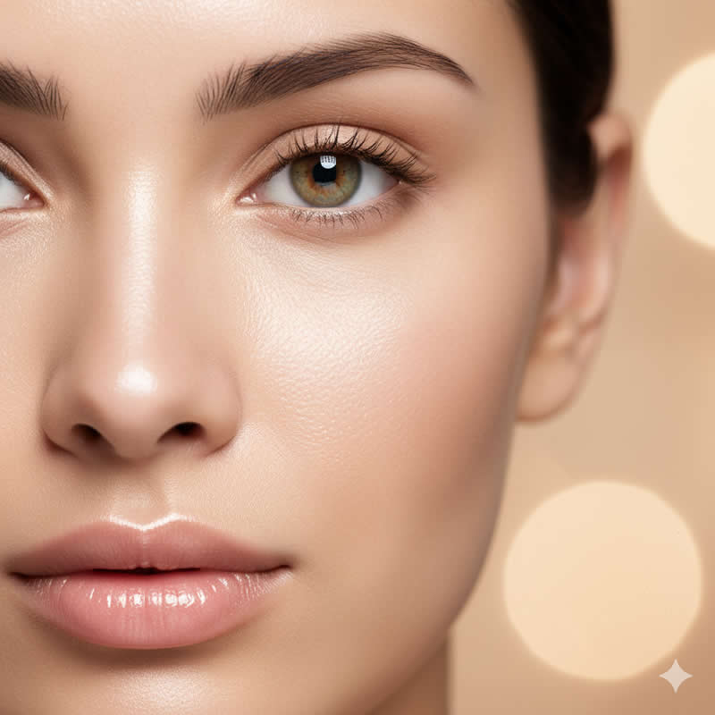 Soft Sunlit Beauty Close-up: Extreme close-up on the face - Gemini AI Prompts for Magazine-Worthy Natural Light Portraits