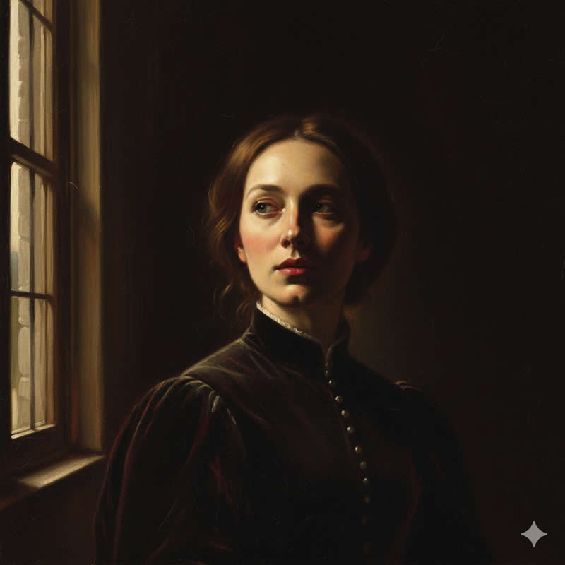 Painterly Chiaroscuro Window Portrait: Dramatic, low-key portrait - Gemini AI Prompts for Magazine-Worthy Natural Light Portraits