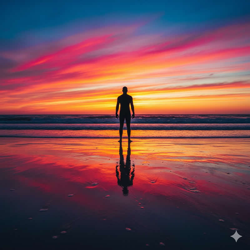 Ocean Sunset Silhouette - Gemini AI Prompts for Magazine-Worthy Natural Light Portraits
