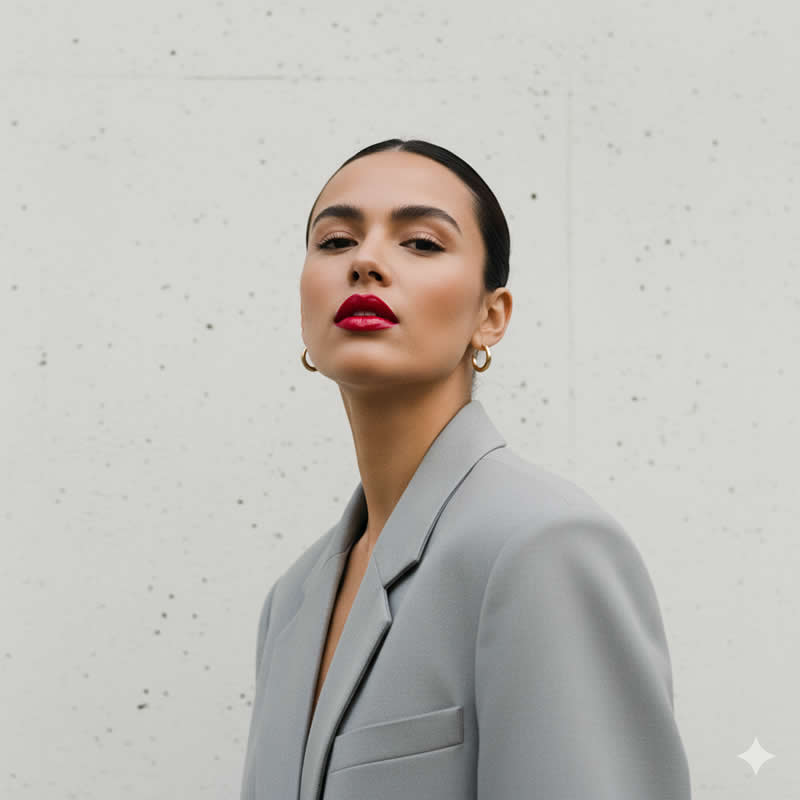 Vibrant Color Pop Minimalist: Fashion-focused portrait - Gemini AI Prompts for Magazine-Worthy Natural Light Portraits