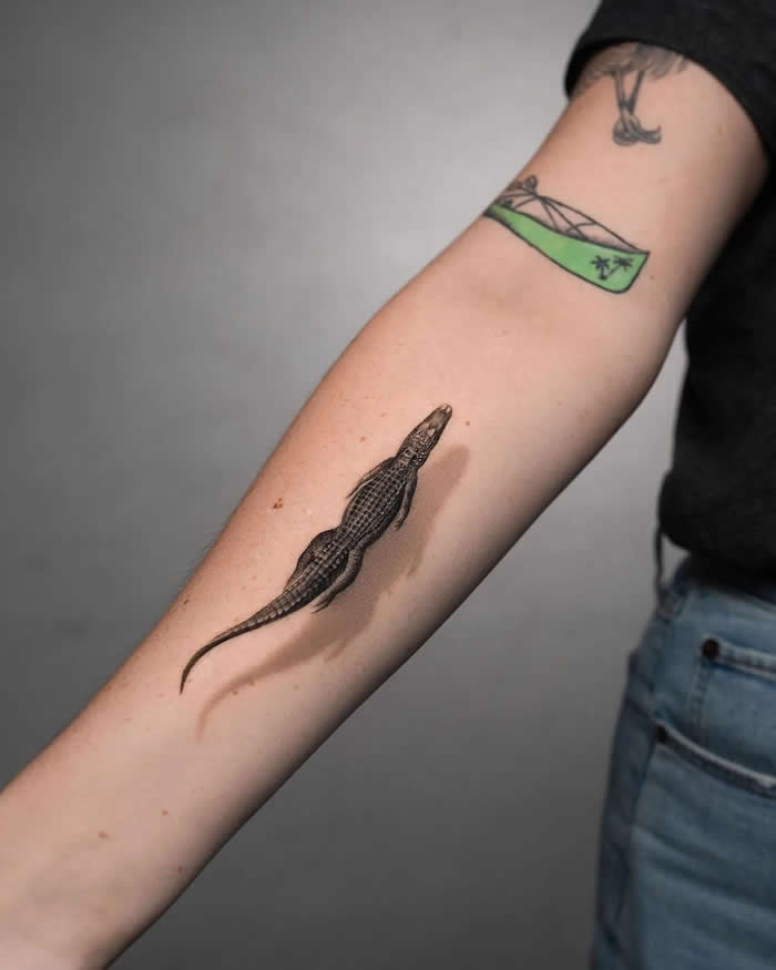 Shadowed crocodile tattoo - Perfectly Aligned Photos