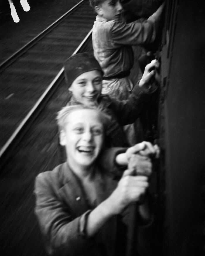 Dutch Boys Ride The Freedom Train After Liberation From Germany. 1945 - Rare and Weird History Photos