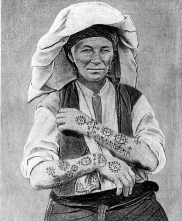 Croatian/Bosniak Traditional Tattoos - Rare and Weird History Photos