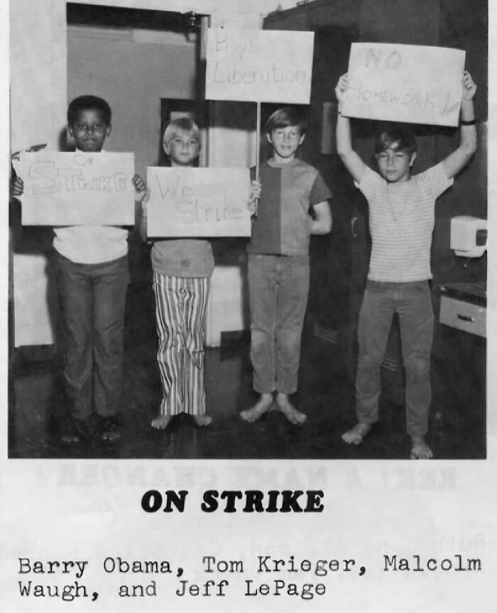 Barack Obama And His Fellow Classmates Protesting Against Homework, Honolulu, Hawaii, 1970s - Rare Historical Photos Stories Behind the Past