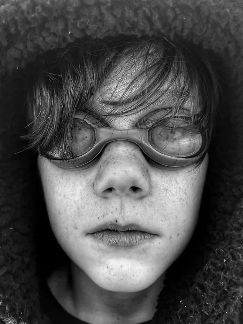Goggle Boy by Louise Rayner - Black and White Winners from the Mobile Photography Awards