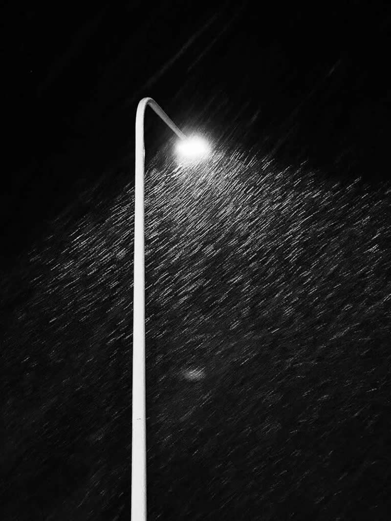 Blizzard Night by Yaozhi Li - Black and White Winners from the Mobile Photography Awards