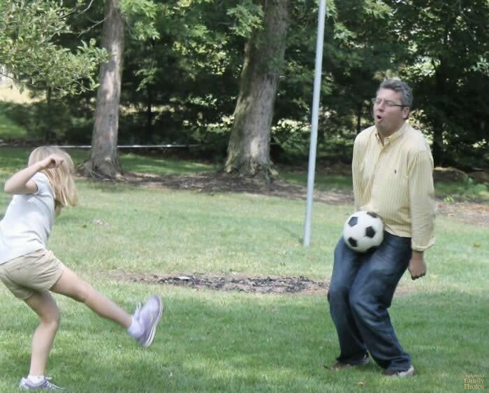 At A Family Birthday Party, I Thought I Would Do The Fatherly Thing And Play A Little Soccer With My Daughter - Seconds Before Disaster That Prove Timing Is Everything