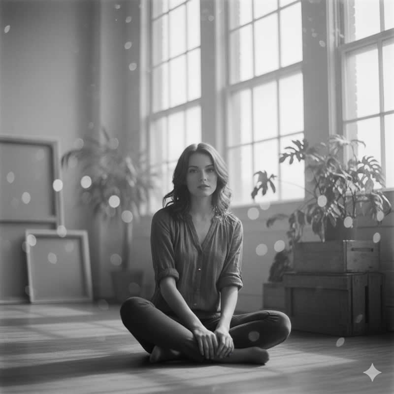 The Velvet Morning Loft - Google Gemini Nano Banana AI Prompts to Create Dreamy Black and White Portraits