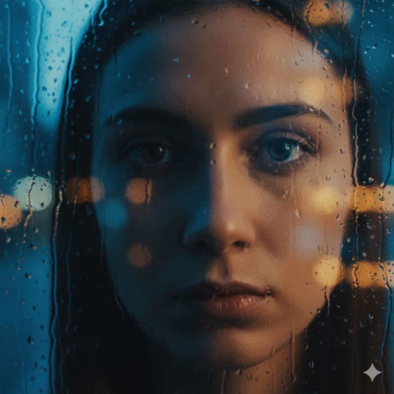 Rainy Window Reflection - Google Gemini AI Prompts to Create Stunning Retro Film Color Portraits