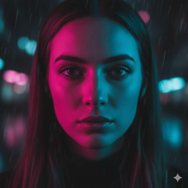 The Neon Noir Scene - Google Gemini AI Prompts to Create Stunning Retro Film Color Portraits