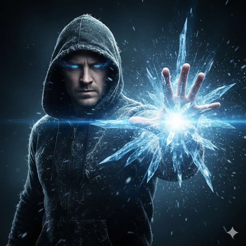 A Powerful Man Wearing a Frost-Covered - Google Gemini AI Prompts to Create Cinematic Portraits