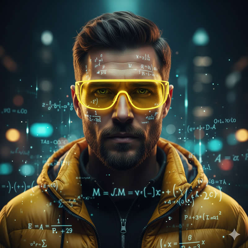 Man Wearing Bright Yellow Neon Glasses - Google Gemini AI Prompts to Create Cinematic Portraits