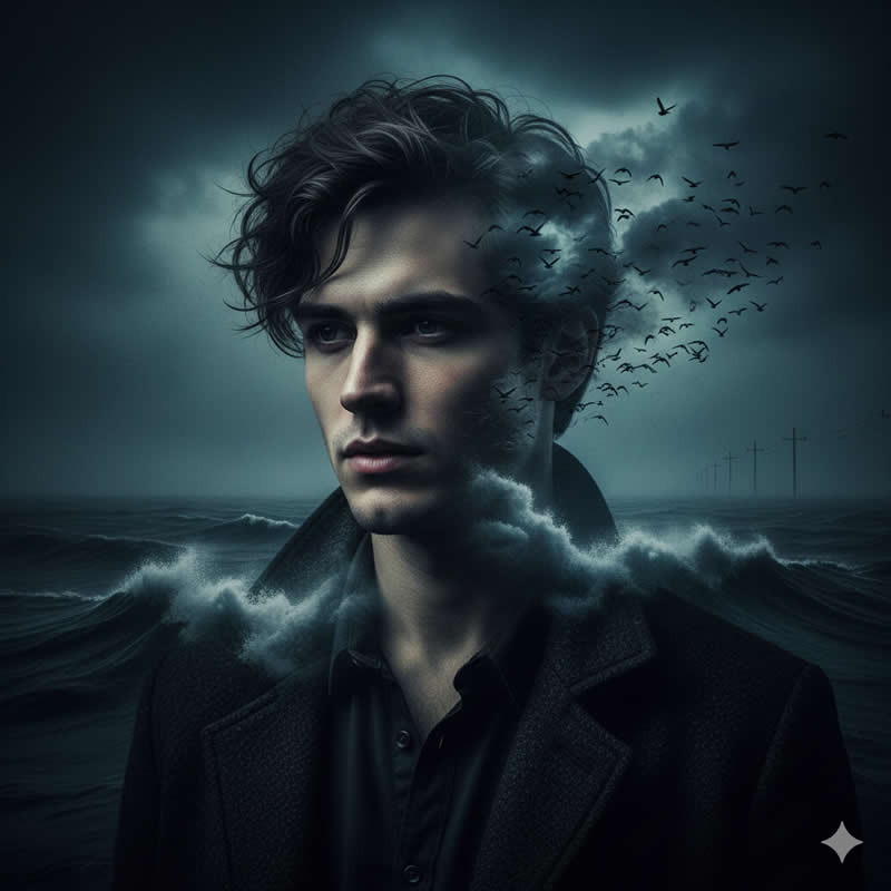 A Dark Surreal Double-Exposure Portrait - Google Gemini AI Prompts to Create Cinematic Portraits