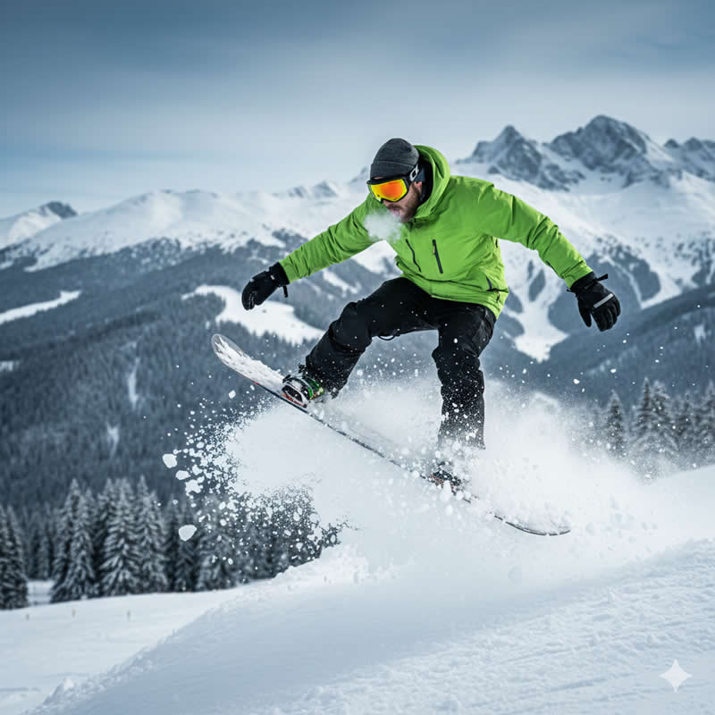 Ultra-Realistic Action Shot of a Snowboarder - Google Gemini AI Prompts to Create Cinematic Portraits