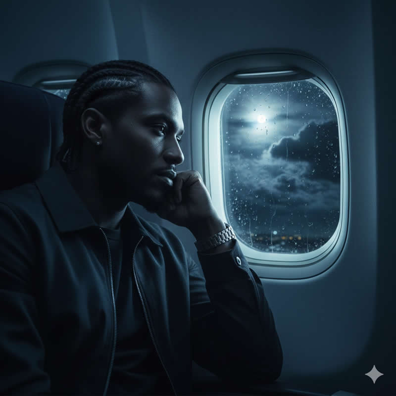 A Man in an Airplane at Night - Google Gemini AI Prompts to Create Cinematic Portraits