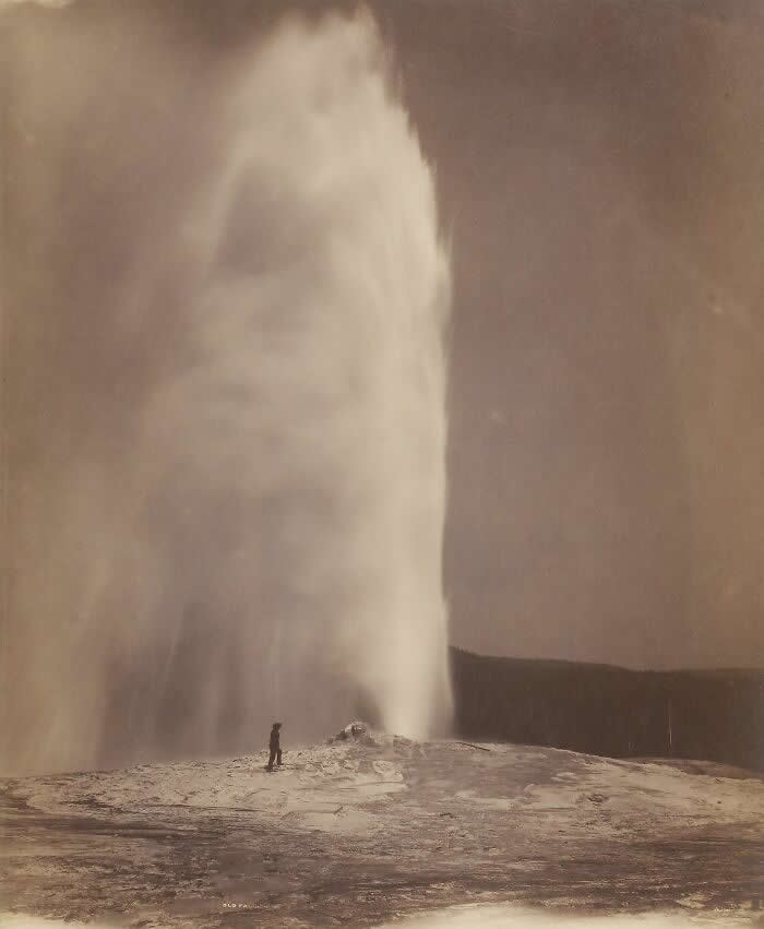 Eruption Of The Geyser Old Faithful In Yellowstone Valley, 1870 Or 1871 - Rare 19th-Century History Photos
