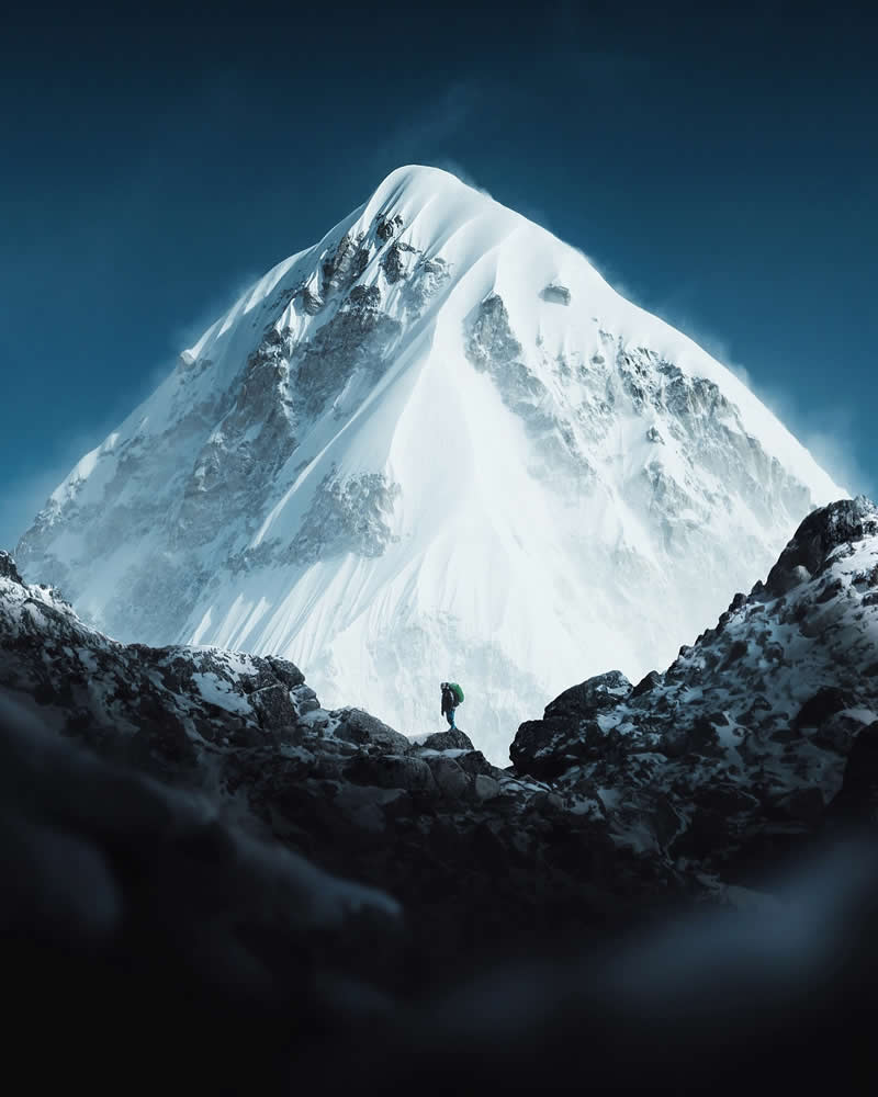 Trekking deep into the Khumbu valley. Humbled by the sight of Pumori (7161m) - Outdoor Adventure Landscape Photography by Chris
