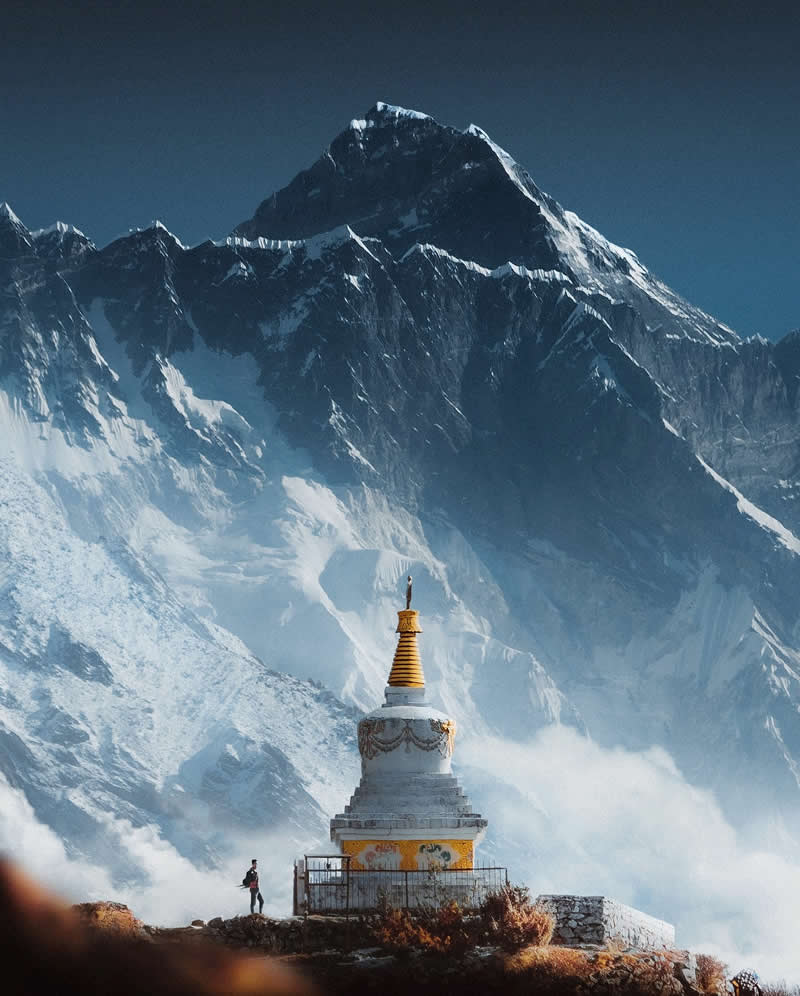 In the throne room of the gods. The tallest mountain on earth peaking over the 4th tallest mountain on earth. Everest & Lhotse  - Outdoor Adventure Landscape Photography by Chris