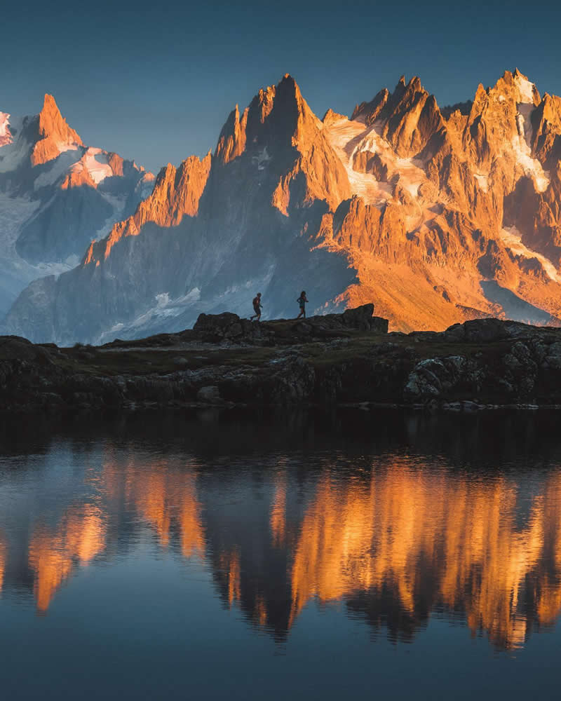 Sunset jogs beneath the Mont Blanc massif - Outdoor Adventure Landscape Photography by Chris