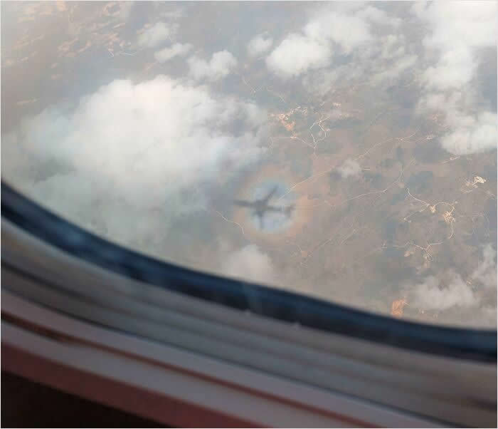The Shadow Of The Plane I Was On, Aligns And Fits Perfectly Within The Circular Rainbow Below - Perfectly Matched Satisfying Photos
