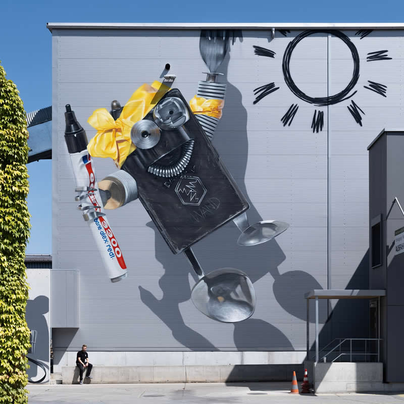 Recycled Robots for the Spross Project in Zurich - Street Artworks by Fabian Bane Florin