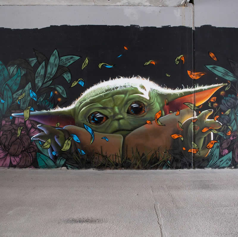 Balance, Baby Yoda, Chur Switzerland - Street Artworks by Fabian Bane Florin
