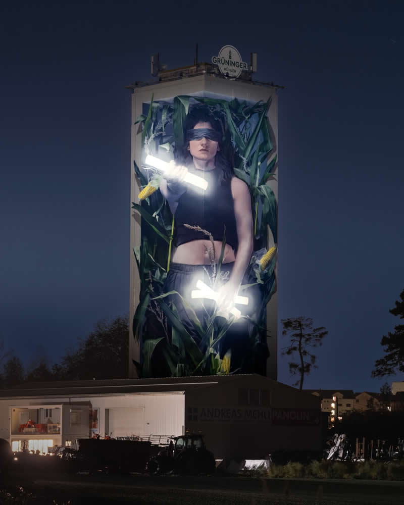 The Guardian of the Three Leagues, Mühleturm Chur - Street Artworks by Fabian Bane Florin