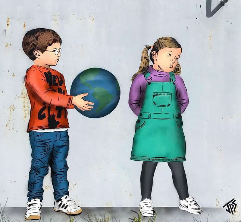 Minimalist Street Artworks by JPS That Bring Humor to City Walls