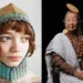 Portraits of a young woman in knit hood and an elderly woman in traditional attire
