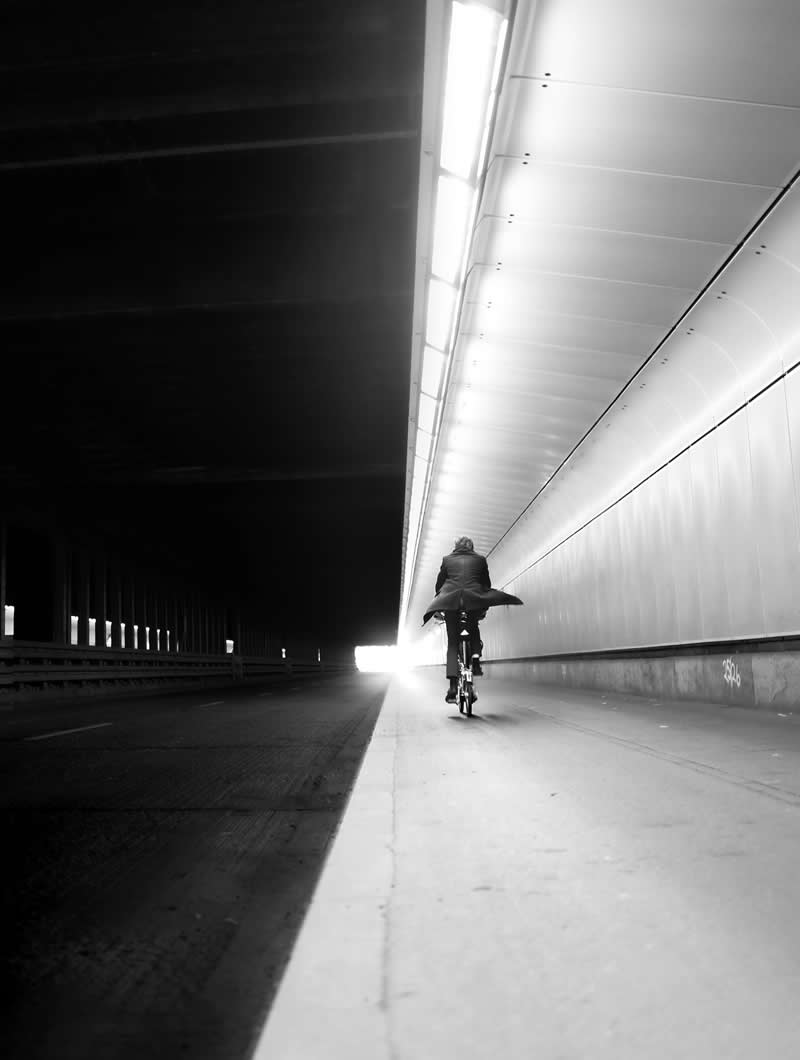 Towards the Light - Black and White Street Photography Timing and Composition