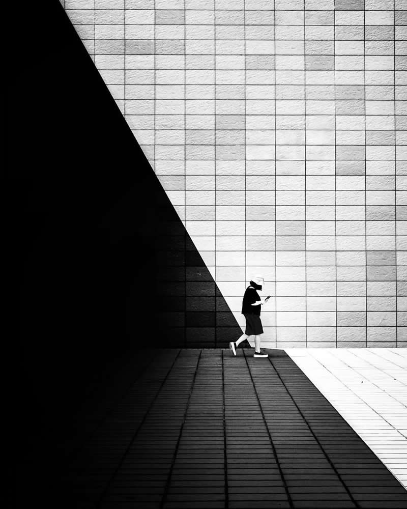 The Shadow and Patterns - Black and White Street Photography Timing and Composition
