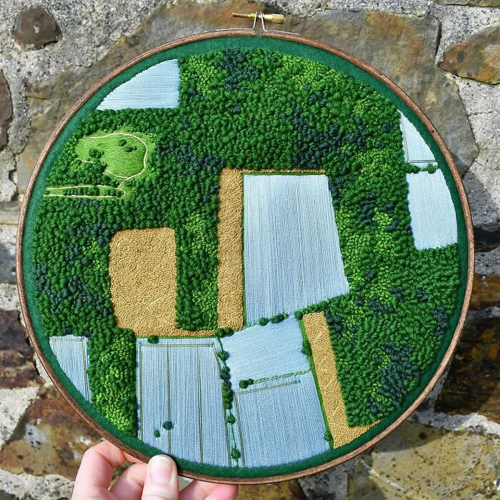 Embroidered Paintings of Aerial Landscapes by Victoria Rose Richards