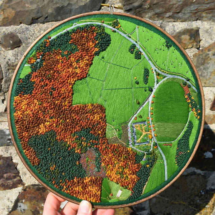 Embroidered Paintings of Aerial Landscapes by Victoria Rose Richards