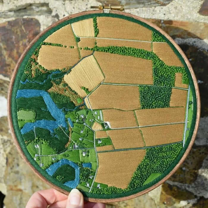 Embroidered Paintings of Aerial Landscapes by Victoria Rose Richards