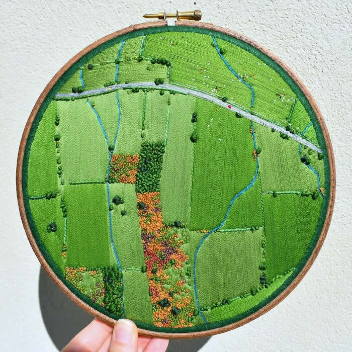 Embroidered Paintings of Aerial Landscapes by Victoria Rose Richards