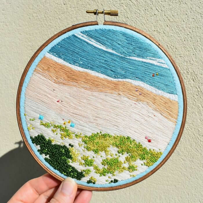 Embroidered Paintings of Aerial Landscapes by Victoria Rose Richards