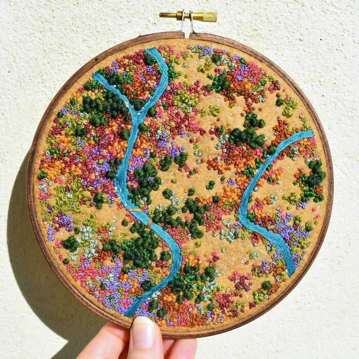 Embroidered Paintings of Aerial Landscapes by Victoria Rose Richards