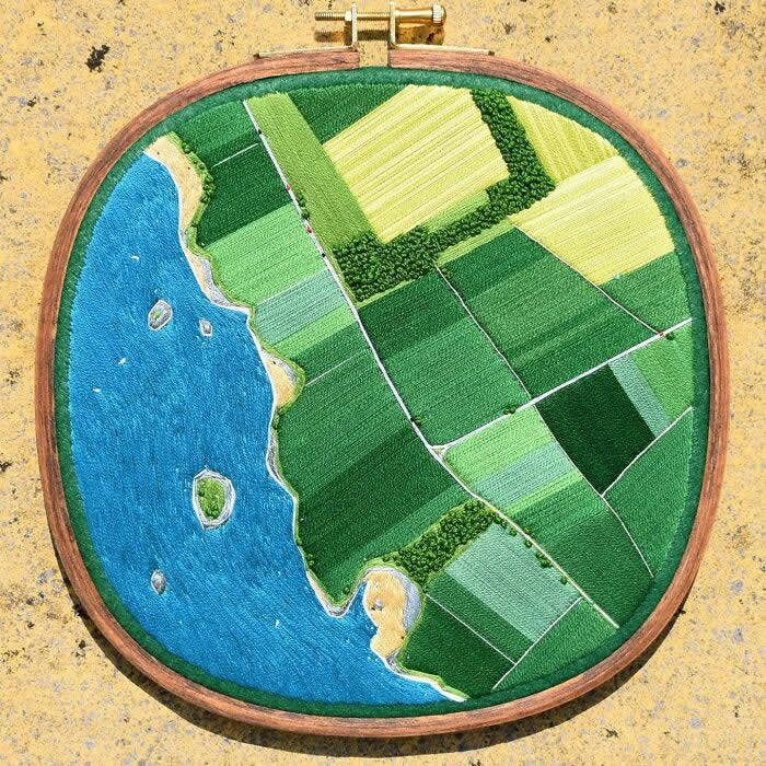 Embroidered Paintings of Aerial Landscapes by Victoria Rose Richards