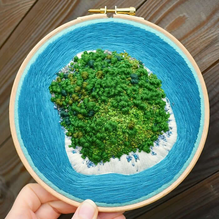 Embroidered Paintings of Aerial Landscapes by Victoria Rose Richards