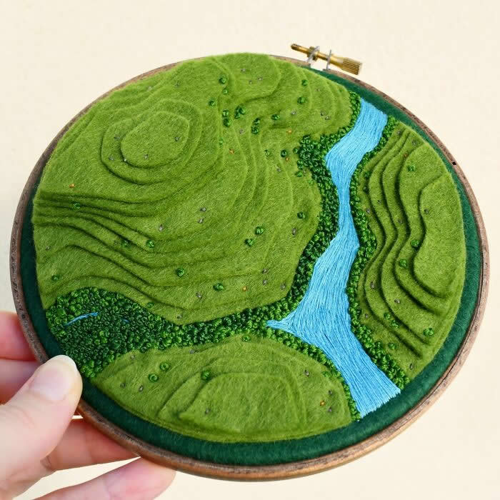 Embroidered Paintings of Aerial Landscapes by Victoria Rose Richards