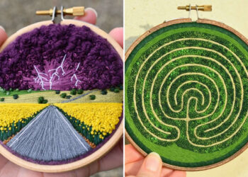 Embroidered Paintings of Aerial Landscapes by Victoria Rose Richards