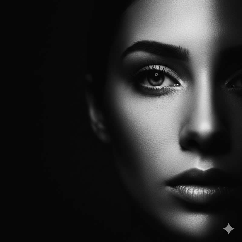 The Velvet Shadow - Google Gemini AI Prompts to Create Stunning Black and White Fine Art Portraits